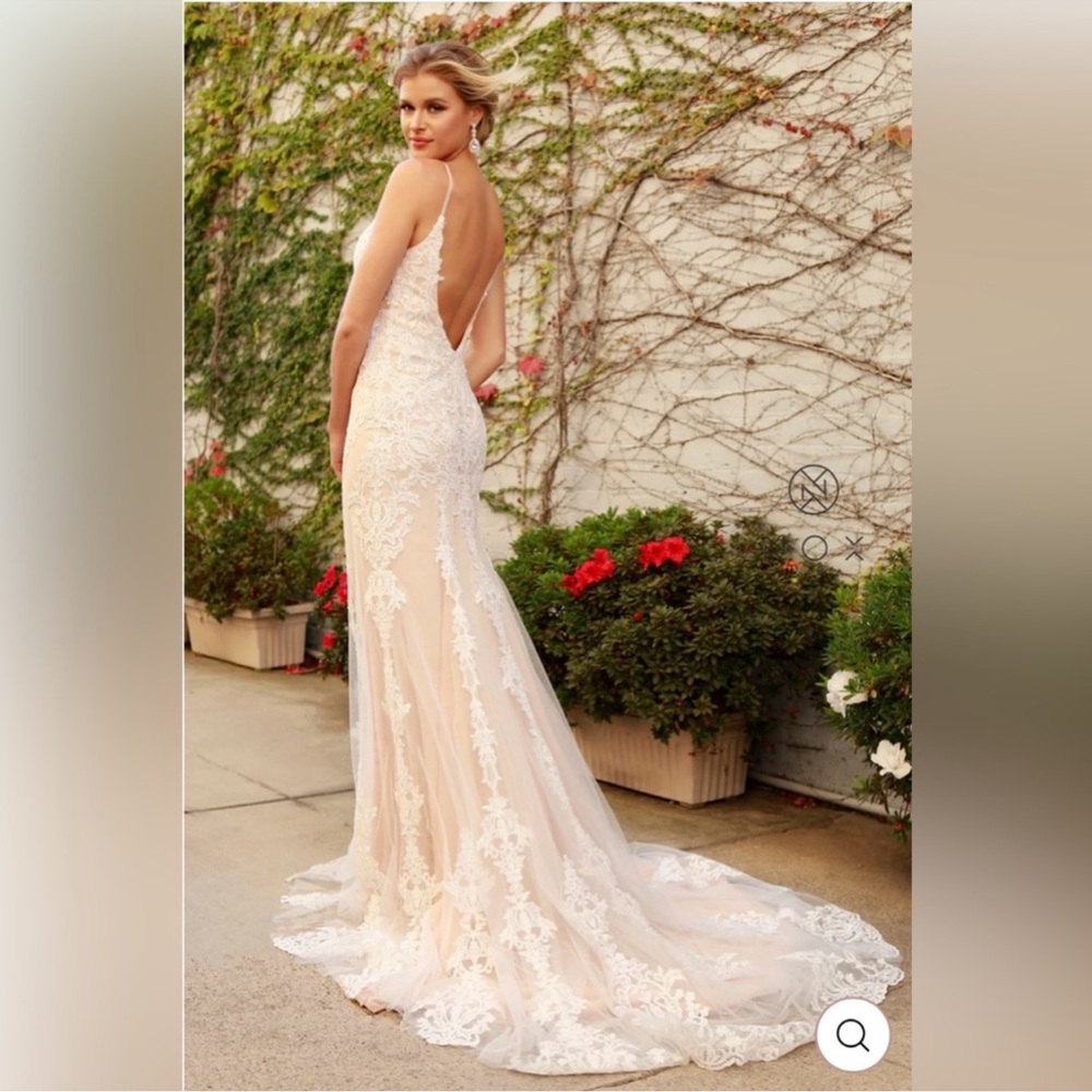 Ivory/Champagne Backless Wedding Dress | Size 8